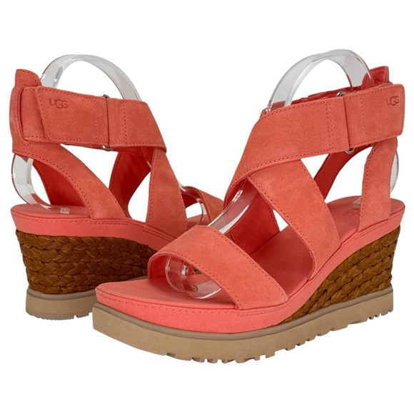 UGG Ileana Pink Suede Leather Womens Platform Sandals Size 10M - Picture 11 of 13